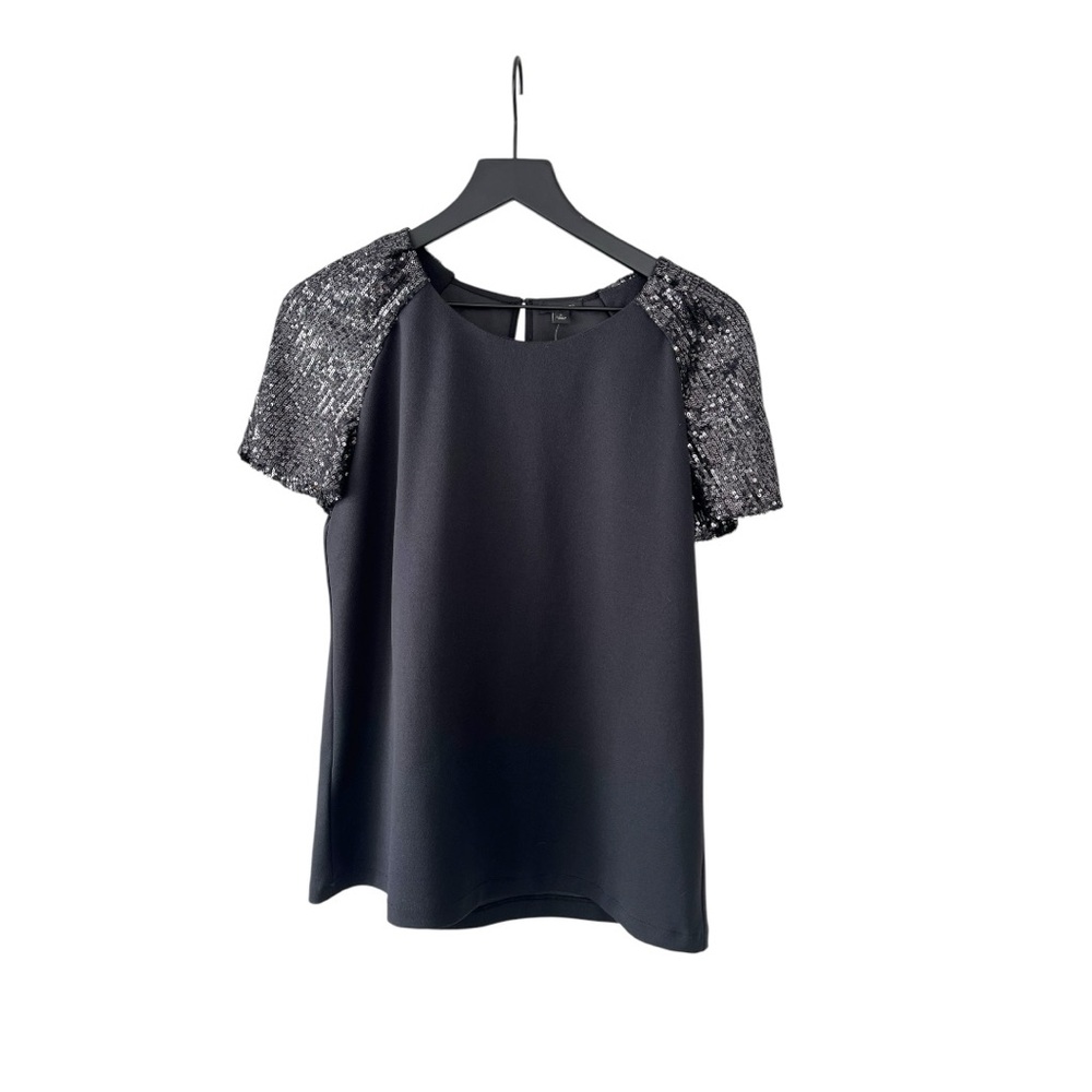 NWT Ann Taylor black top with sequins short sleeved